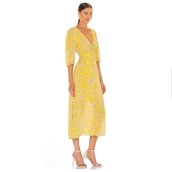 NICHOLAS Danielle Lace-Up Ruched Floral-Print Crepe MIDI - Picture 2 of 11